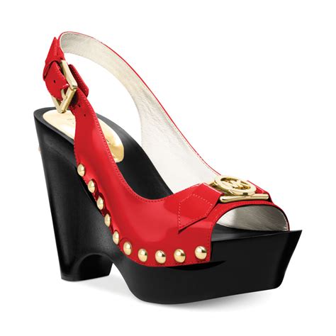 michael kors charm sling platform pumps red
